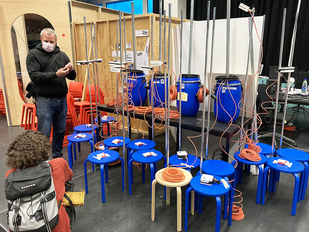 Pollinator installations after an interdisciplinary assembly workshop, ready for setup in the field.